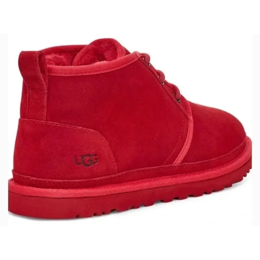 UGG Neubel Kids Red Suede Shearling Chukka Ankle Lace Up Boots Size 13